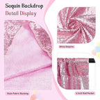 SquarePie Sequin Backdrop Curtain Not See Through Thick Glitter Background for Party 6FT x 6FT Fuchsia Pink