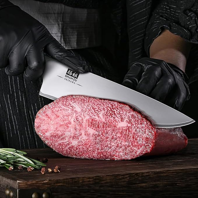 SHAN ZU Japanese Knife Set 3 PCs, High Carbon 10Cr15Mov Stainless Steel Chef Knife Set, Ultra-Sharp Professional Kitchen Knives Set with Ergonomic Pakkawood Handle and Elegant Gift Box