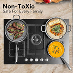 Non Stick Frying Pans Set with 3 Lid, Hybrid Pans Set Nonstick (8+10+12inch),Pan for cooking, nonStick Cookware, Dishwasher and Oven-Safe Cookware Sets, Stainless Steel Skillets