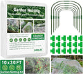 GonLei 10x30FT Garden Mesh Netting Kit Raised Beds (6 Pcs Garden Hoops & 18 Clips) Garden Hoops Plant Row Covers Netting Protection Berry Bush Trees Grass Seed Barrier Net