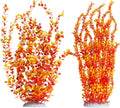 Hamiledyi Aquarium Plastic Plants Aquarium Decor Artificial Fish Tank Plants,Tall Fish Tank Decorations, Extra Large Aquarium Plant 23.6-inch Tall,2PCS（Orange Style B）