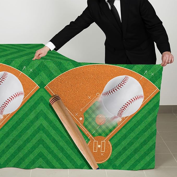 Gatherfun Baseball Party Supplies: 2-Pack Baseball Birthday Decorations with Disposable Plastic Tablecloth - Table Cover for Baseball Games & Parties, 54 x 108 Inch