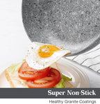 KOCH SYSTEME CS Frying Pan with Lid, 8 Inch Frying Pan with Nonstick Granite Coatings, APEO & PFOA-Free Small Frying Pan with Lid, 8" Granite Skillet with Lid, Nonstick Frying Pan, Oven Safe