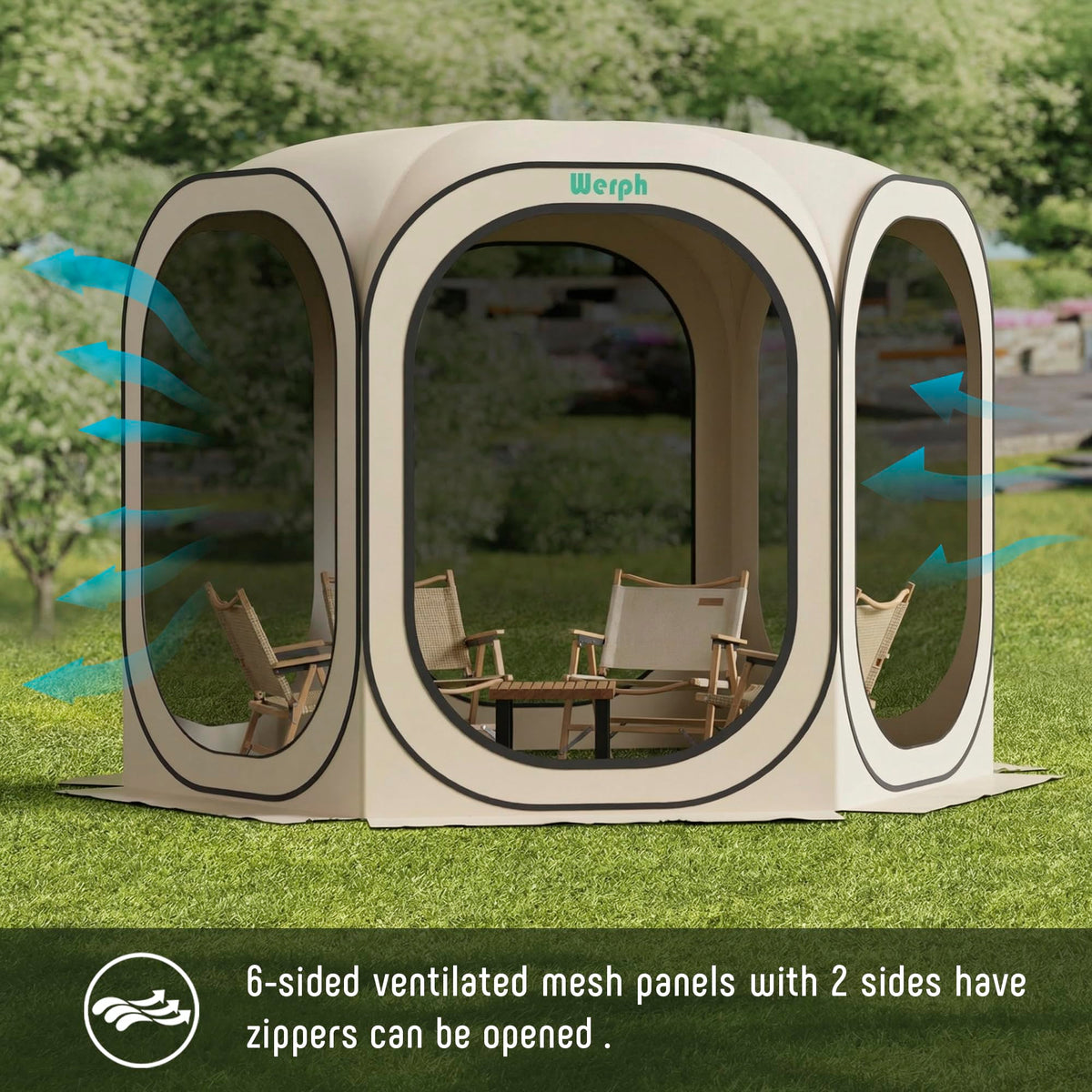 Werph 10x10 Pop Up Screen Tent, Mosquito Net Gazebo, UV Resistant, Beige