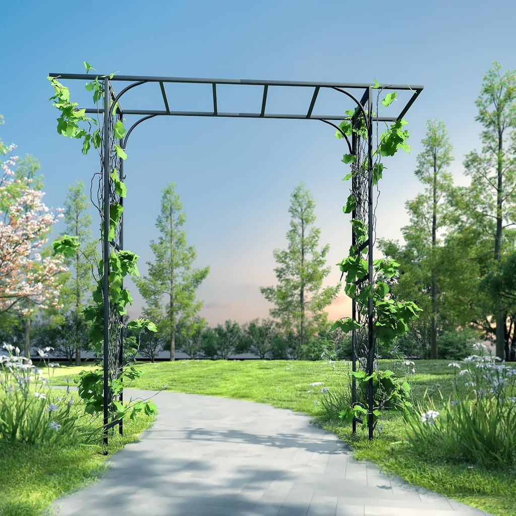 Zhongma Metal Garden Arbor, 83.5'' High x 82.7'' Wide, Outdoor Arch for Climbing Plant, Decorations Pergola