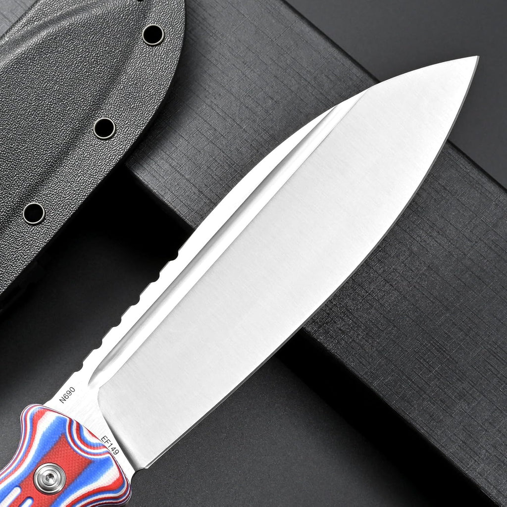 Eafengrow EF149 Fixed Blade Knife N690 Steel Blade Colorful G10 Handle Full Tang EDC Straight Knife for Hunting Camping Adventure