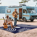 GENIMO Outdoor Rug 6' x 9' Waterproof for Patio Clearance, Reversible Lightweight Plastic Straw Camping Carpet, Large Area Rugs Mats for Rv, Backyard, Deck, Porch, Picnic, Balcony, Mix-Blue & White