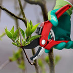 Nevlers 8" Anvil Pruning Shears for Gardening | Hand Pruners for Gardening w/Stainless Steel Blades, 8mm Cut Cap | Garden Clippers Handheld w/Safety Lock | Pruning Shears Heavy Duty Design — Red