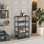 Metal 5 Tier Shoe Rack for Front Door Entrance, Entryway, and Closet Shoe Organizer with 4 Sturdy Metal Mesh Shelves and Wooden Top, Holds 10 Pairs, Ideal for Storage or Display