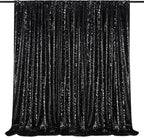 Black Backdrop for Halloween Decorations: Sequin Photo Curtains 10ft x 10ft Glitter Fabric for Wedding Party Baby Shower