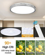 20 Inch Large LED Flush Mount Ceiling Light, 2700K-6500K Dimmable LED Ceiling Light Fixture with Remote, 70W 8900lm Round Modern Ceiling Lamp for Bedroom, Living Room, Hallway (Grey)