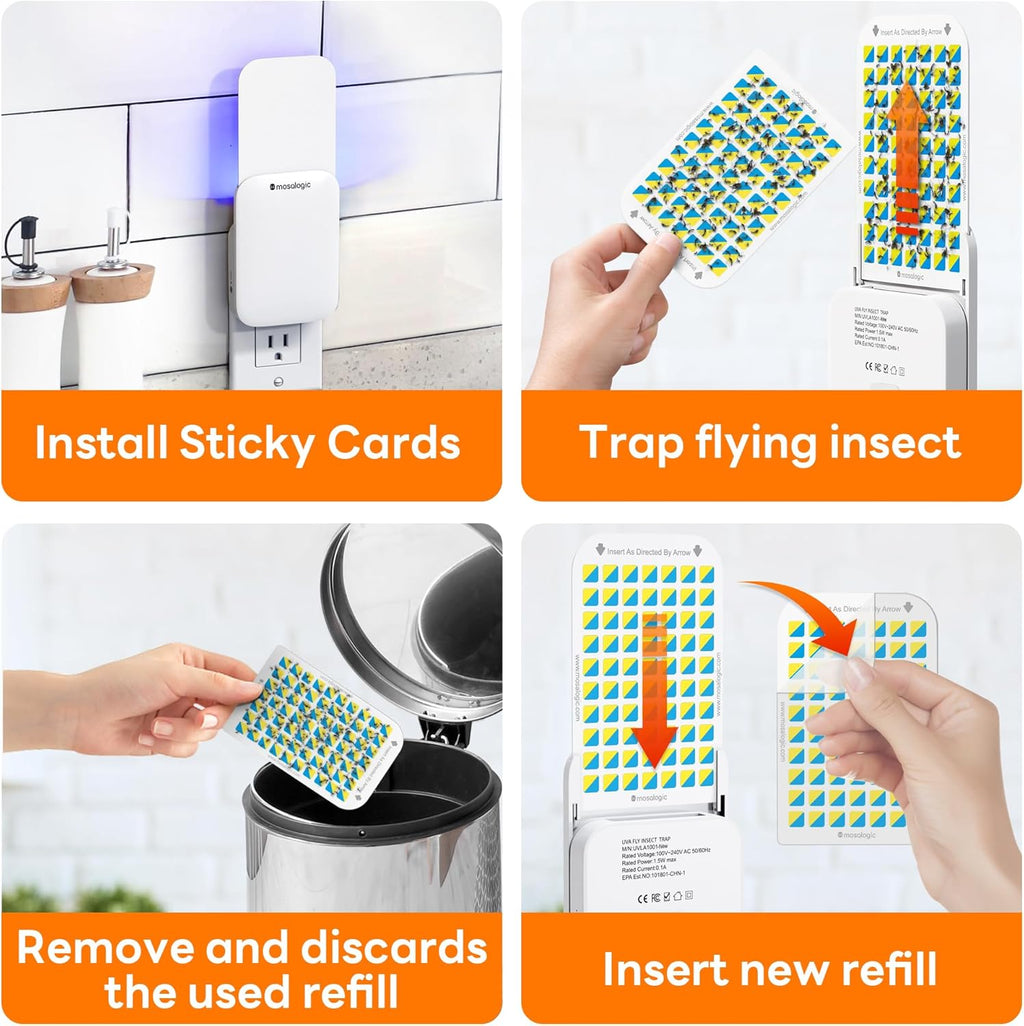 Mosalogic Fruit Fly Traps for Indoors Gnat Trap for House Indoor-600 Sqft Protection Area UV Fly Insect Trapper for Fruit Flies，Gnats，Mosquito，and Other Flying Insect Plug-in Bug Killer White 2Pack