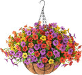 ZFProcess Artificial Faux Hanging Plants Flowers Basket for Spring Summer Outdoor Decoration, Fake Silk Daisy in Planter Realistic UV Resistant Look Real for Porch Home Patio Balcony Yard(Multicolor)