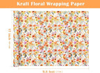 WRAPAHOLIC Kraft Floral Wrapping Paper Roll - Mini Roll - 17 Inch x 9.8 Feet - Bright Summer Flower Wrapping Paper, Perfect for Wedding, Birthday, Bridal Shower, Tea Party