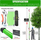 27FT Manual Pole Saw, Tree Branch Trimmer with 8-Section Fiberglass Handle, Sharp Steel Blade and Heavy-Duty Giant Pruning Scissors, Design for High Branch Trimming, Ideal for Palm and Shrub