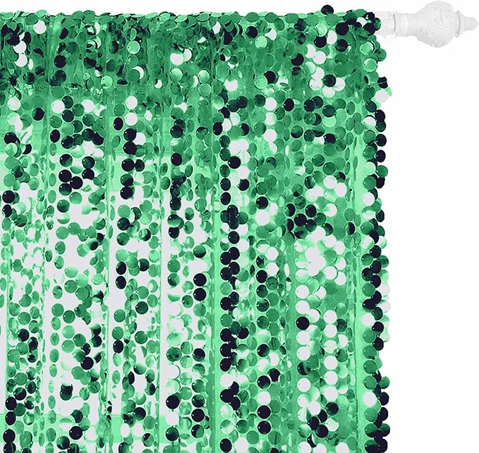 HH 9x9FT Green Big Sequin Backdrop Curtains, Sequin Photo Backdrop Payette Backdrop Curtain Panels, Shimmer Fabric Photography Backdrop for Wedding Party Christmas Decoration