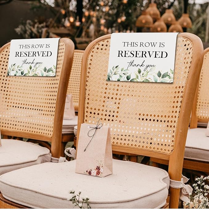 Reserved Seating Chair Signs, This Row Is Reserved Pew Cloths Seating Placeholder for Church Pews, Wedding Decorations for Reception Parties Celebrations Event Meetings (8 PCS, Green)