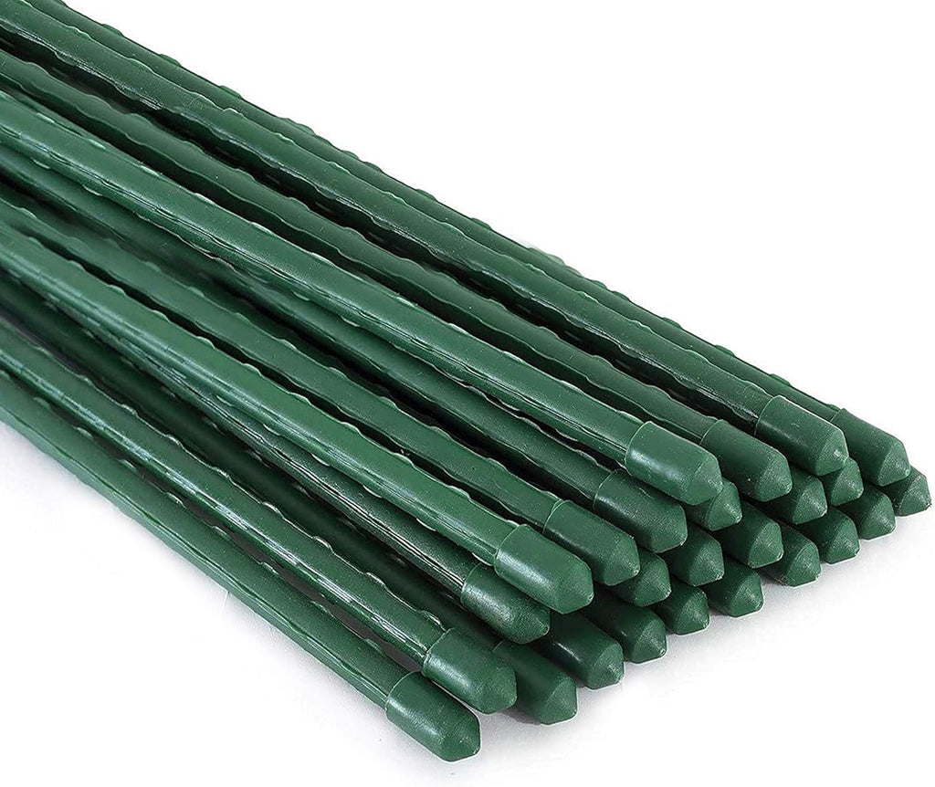 Xiny Tool Garden Stakes, 25 Pack 4 Ft Steel Plant Garden Tomato Stakes with Plastic Coat for Climbing Plants (25 Pack 48 Inch)