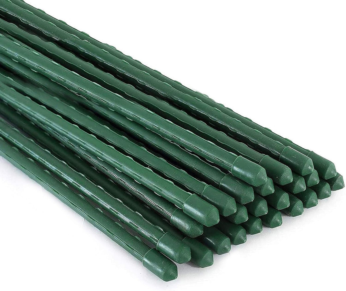 Xiny Tool Garden Stakes, 25 Pack Steel Plant Garden Tomato Stakes with Plastic Coat for Climbing Plants (25 Pack 58 Inch)