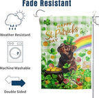 Chocolate Lab St Patricks Day Garden Flag Labrador Dog St Patrick's Day Yard Flags for Outside 12x18 Double Sided Buffalo Plaid Shamrock Flag Small Outdoor Rainbow St Patrick's Decor