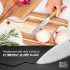 Professional Kitchen Knife 5 inches - All-Purpose Chef's Knife for Meat, Vegetables & More - Cooks Knife with Ergonomic Acacia Wood Handle - German Knife Steel