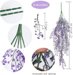 RECUTMS Artificial Hanging Leaves Plants 6Pcs Indoor Fake Flower Swags Faux Vines Ivy Leaves Plastic Greenery UV Resistant Plastic for Wall Wedding Party Porch Garden Decoration(Purple)