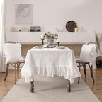 patdrea Vintage Ruffle Tablecloth for Rectangle Tables,Farmhouse Embroidered Cotton White Lace Table Cloth Cover Decor for Dining Room Wedding Banquet Thanksgiving Christmas,59"*83"