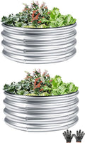 Gartist 2 Pcs 2x2X1 FT Round Galvanized Raised Garden Bed Kit, Silver Outdoor Planter Garden Bed, Metal Raised Box for Vegetables, Fruits, Flowers & Herbs