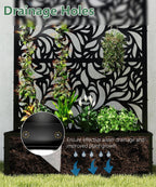 Metal Planter Box with Trellis,70.9"x47.2"x15.7" Raised Garden Bed with Drainage Holes, Privacy Planters for Outdoor Garden Bed for Climbing Plants,Vegetables,and Vines, Black-Flower