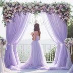 20x10 Purple Tulle Backdrop Curtains for Parties, Sheer Backdrop Curtain Wedding Photo Background Drapes for Baby Shower Photography Birthday Party