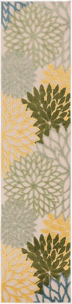 Nourison Home Aloha Indoor/Outdoor Green Multicolor 2'3" x 8' Area Rug, Easy-Cleaning, Non Shedding, Bed Room, Living Room, Dining Room, Backyard, Patio, Deck (2x8)