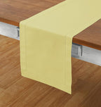 Solino Home Cotton Linen Yellow Table Runner 120 Inches Long - Hemstitch 14 x 120 Inch Table Runner
