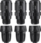6 Pcs 25 PSI Drip Irrigation Pressure Regulator Faucet Adapter Kit, 3 Pcs 3/4" FHT x 3/4'' MHT Pressure Regulator, 3 Pcs 1/2 Inch Drip Irrigation Tubing Adapter for Drip Irrigation System