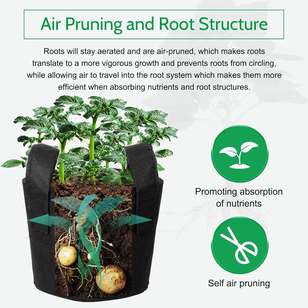 JERIA 12-Pack 25 Gallon, Vegetable/Flower/Plant Grow Bags, Aeration Fabric Pots with Handles (Black), Come with 12 Pcs Plant Labels