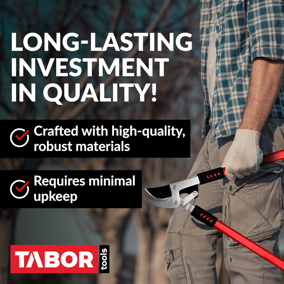 TABOR TOOLS GG11A Bypass Lopper with Compound Action, 30 Inch Tree Trimmer, Branch Cutter with ⌀ 1 3/4 Inch Cutting Capacity, Delivers Clean Cuts with Ease.