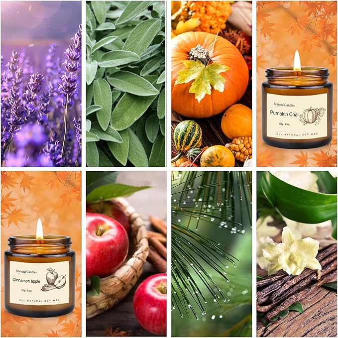 Fall Candles Gift Set,6 Pack Scented Candles for Home, Aromatherapy Gifts for Women Men, Fall Winter Holiday Natural Soy Candles Set for Birthday, Mother's Valentines Day Gifts for Her