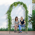 Giantex 81in Metal Garden Arch with Bench, Outdoor Garden Arbor Archway Trellis for Climbing Plants Vines, 2-Person Bench Loads 660 lbs, Patio Trellis Pergola Arches for Wedding Party Ceremony Decor