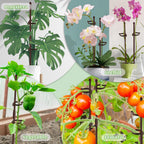 Plant Stakes 17inch &11inch SupKing 16Pcs Adjustable Flower Support Poles Brown Orchid Sticks with Clips for Indoor Outdoor Garden Potted Tomato Rose Amaryllis Vegetables Comes with 20 Ties