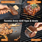 Grill Brush for Outdoor Grill, Cordless Electric BBQ Grill Cleaner with 700 RPM Stainless Steel Brush, Rechargeable Grill Cleaning Brush, Brown