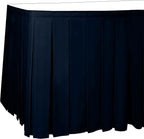 Ultimate Textile Pleat Polyester Fabric Table Skirt - Machine Washable Flame Resistant with Clips for Events, Weddings & Trade Shows, Cut & Sewn in Paterson, NJ - Navy, 21' Box Pleat