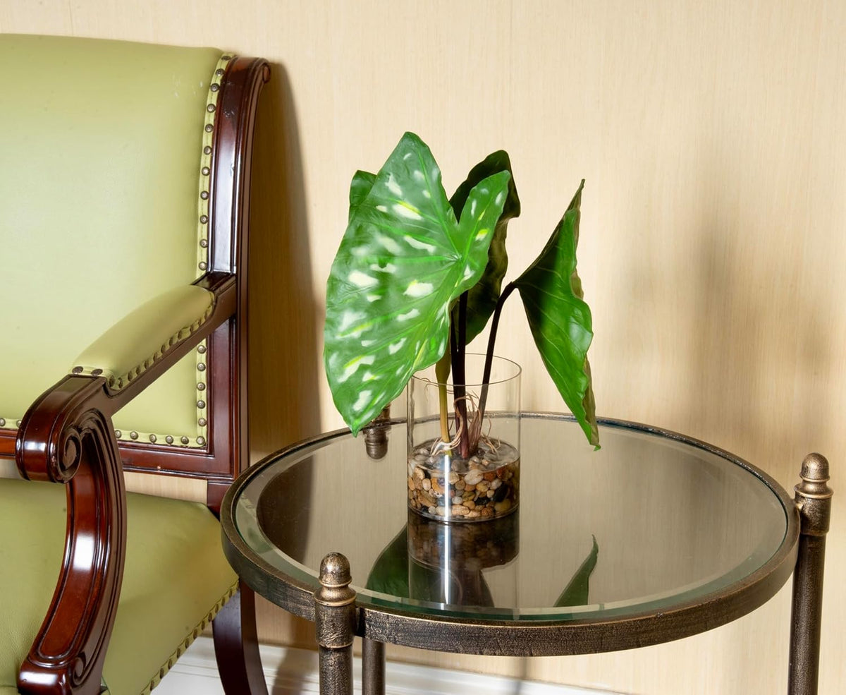 SUNPRAIRIE Tropical Artificial Plant in Clear Pot with Artificial Water, Wide Arrowhead Leaves. Faux Plants Indoor and Outdoor