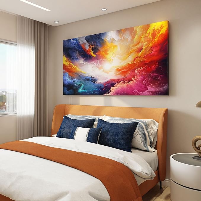 Pogusmavi Wall Art for Living Room - Abstract Canvas Wall Art - Colorful Paintings for Wall Decorations - Large Wall Decor - Art Work for Office Contemporary Home 58×29in