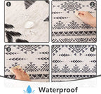 MYSKY HOME 60x84 Boho Rectangle Tablecloth Linen Farmhouse Tablecloth Waterproof Decorative Fabric Table Cloth for Kitchen Dining Bohemian Tablecloth for 4 Feet Table, Grey
