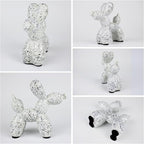 Creative Balloon Dog Statues Small Ceramic Animal Sculpture Modern Home Decor Living Room Desktop Decorations Bedroom Office Cabinet Ornament (White-A)