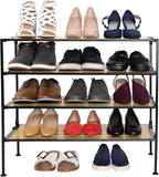 Seville Classics Sturdy Freestanding Storage Shelf for Bedroom, Closet, Entryway, Dorm Room Organizer Stackable Durable Metal Shoe Rack Countryside Aspen Slat, 2-Tier