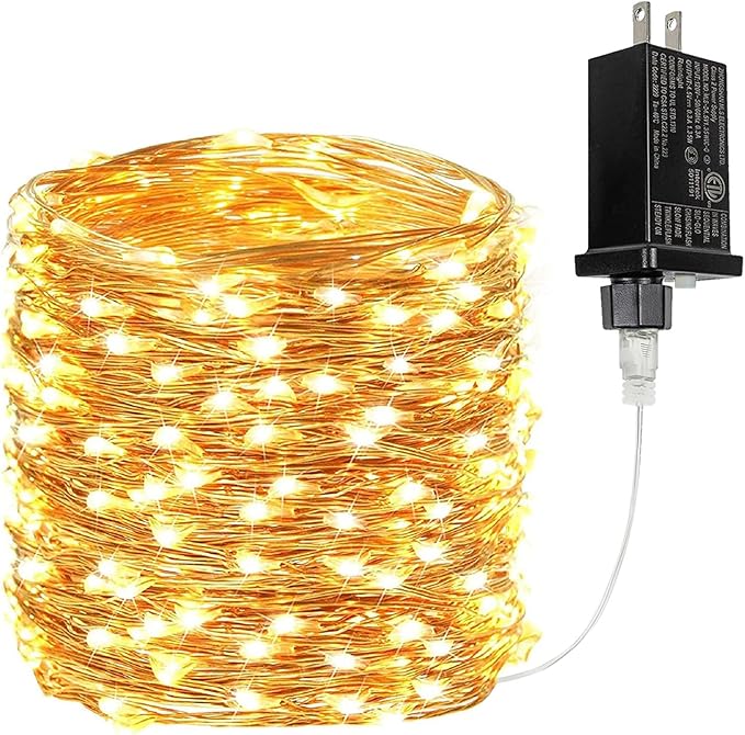 66Ft 200 LED Fairy Lights Plug in, Waterproof String Lights Outdoor & Indoor 8 Modes Christmas Light Bedroom Decor, Timer Twinkle Lights for Girl's Room Garden Party Christmas Decorations (Warm White)