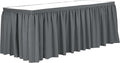 Ultimate Textile Pleat Polyester Fabric Table Skirt - Machine Washable Flame Resistant with Clips for Events, Weddings & Trade Shows, Cut & Sewn in Paterson, NJ - Charcoal, 21' Shirred Pleat