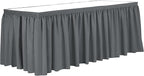 Ultimate Textile Pleat Polyester Fabric Table Skirt - Machine Washable Flame Resistant with Clips for Events, Weddings & Trade Shows, Cut & Sewn in Paterson, NJ - Charcoal, 21' Shirred Pleat