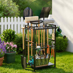 SPACECARE Garden Tool Organizer with Feet Up to 35 Long-Handled Tools Black