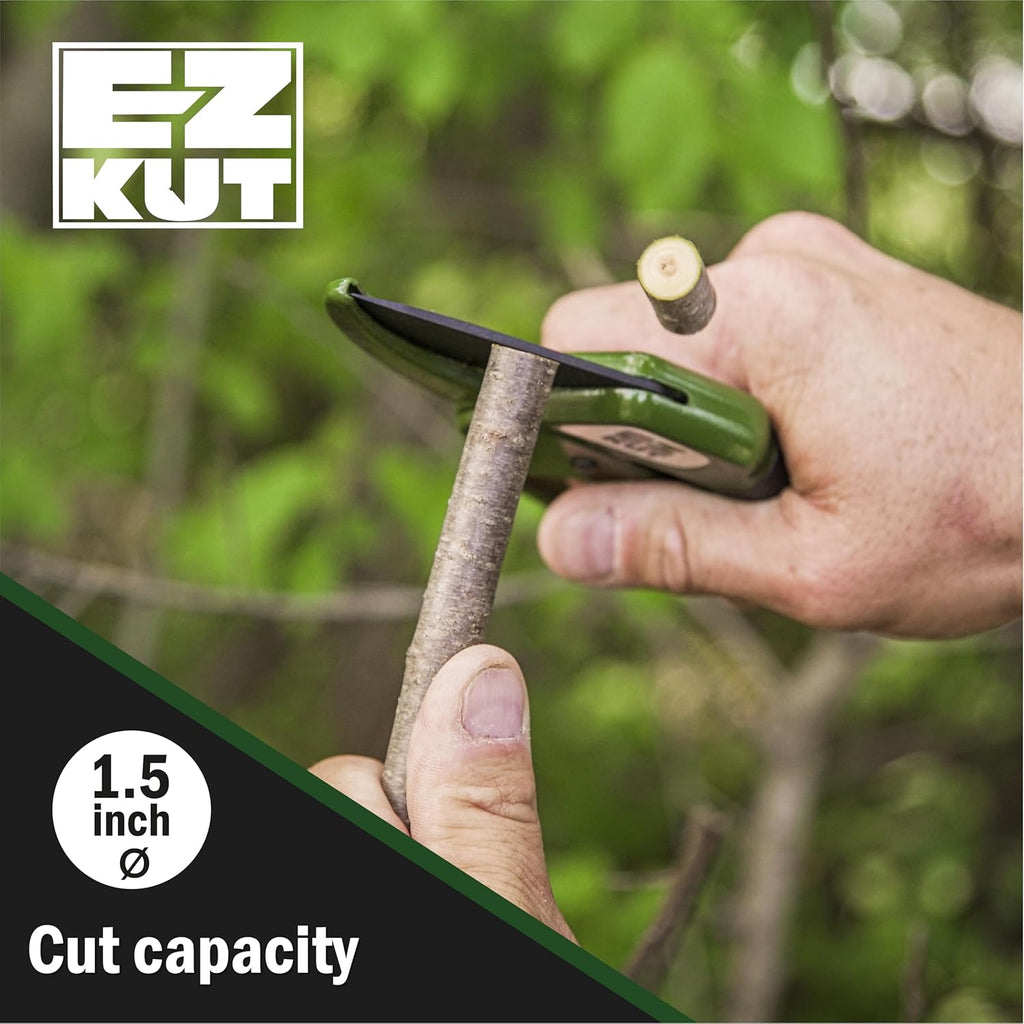 EZ Kut Heavy Duty Pruning Shears Green - with Ratcheting Action Great Garden Hand Tool Clippers Gardening pruners arthritis tools Ratcheting Anvil Hand Pruner Pruning Shears Heavy Duty Since 1988